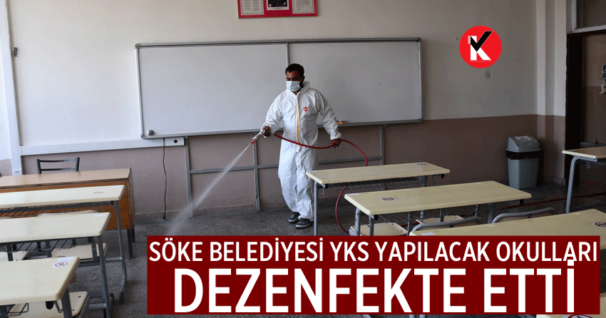 Söke Belediyesi YKS yapılacak okulları dezenfekte etti