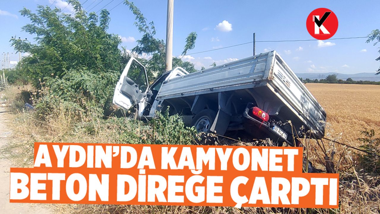 Aydın’da kamyonet beton direğe çarptı: 1 yaralı