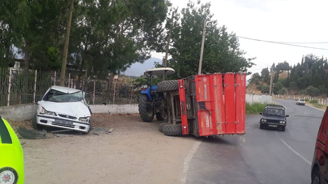 Aydın'da talihsiz kaza! Otomobilin üstünden traktör geçti