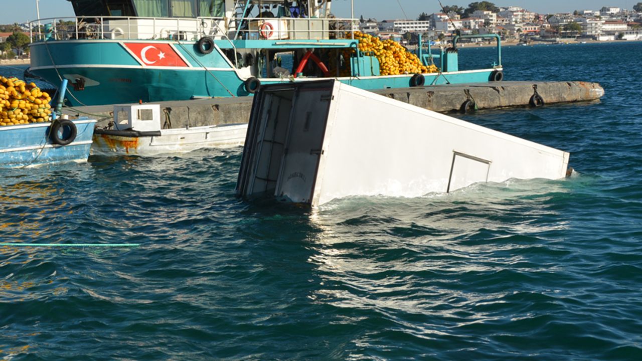 Aydın'da sürücüsü fenalaşan kamyonet, denize düştü