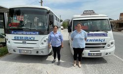 Söke'de kadın minibüs şoförleri yollara renk kattı