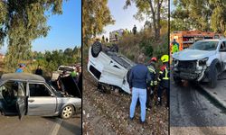 Aydın'da 3 aracın .çarpıştığı kazada 2'si ağır 4 kişi yaralandı
