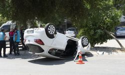 Aydın'da devrilen otomobildeki 2 kişi yaralandı