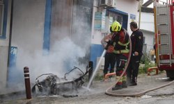 Aydın’da elektrikli motosiklet küle döndü