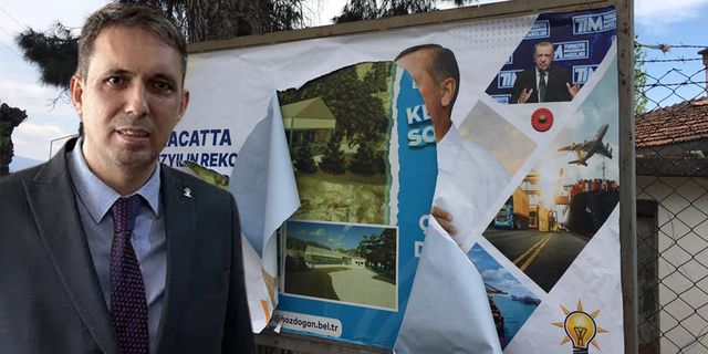Aydın'da AK Parti pankartını parçalayıp yaktılar