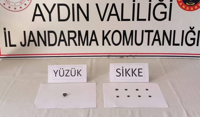 Aydın'da 8 sikke ile yüzük ele geçirildi