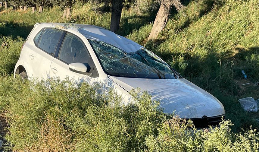 Aydın'da şarampole devrilen otomobildeki 3 kişi yaralandı