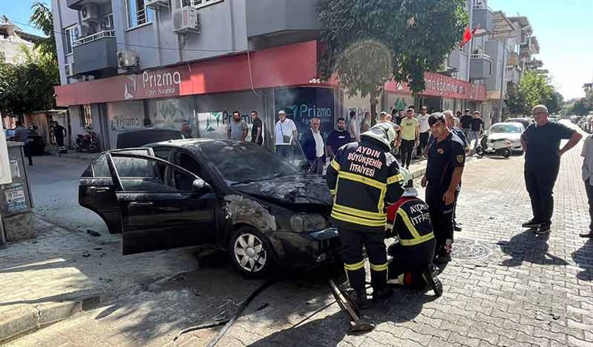 Nazilli’de otomobil alev aldı