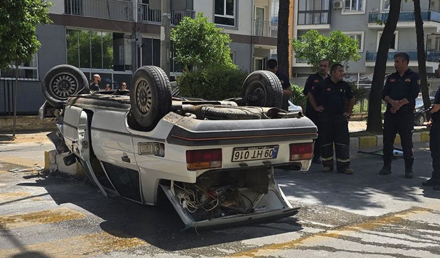 Aydın’da otomobil takla attı