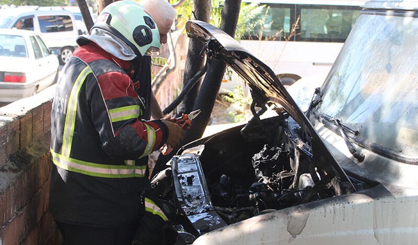 Park halindeki kamyonette yangın çıktı